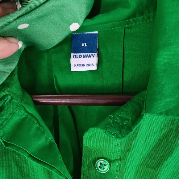 Old Navy Vibrant Kelly Green Midi Dress XL Pockets Back Pleat Casual - Picture 2 of 11